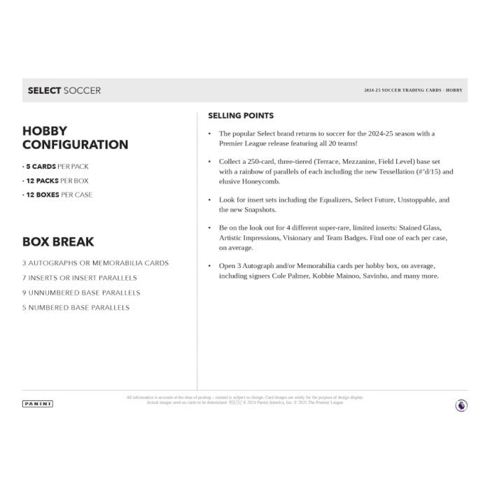 2024-25 Panini Select Premier League – Hobby Box