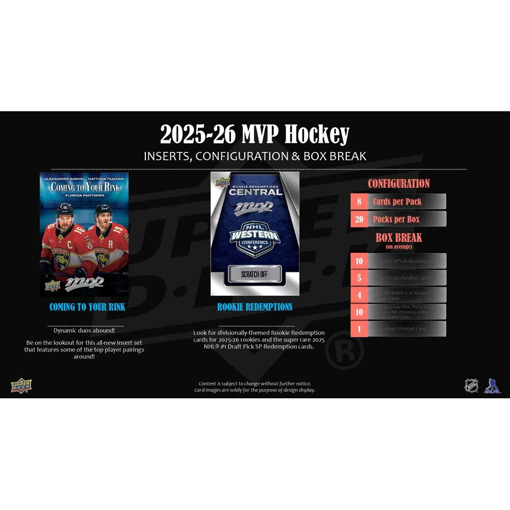 2025-26 Upper Deck MVP Hockey - Hobby Box