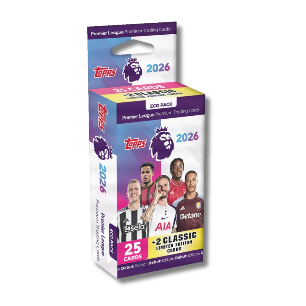 Topps Premier League 2026 Eco Pack – 25 samlarkort + 2 Limited Edition