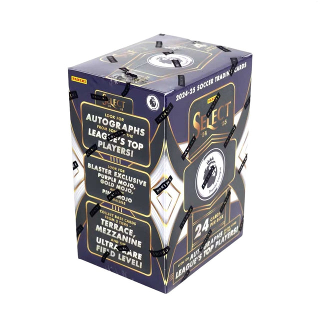 2024-25 Panini Select Premier League Soccer Blaster Box, officiella samlarkort med kända fotbollsspelare.