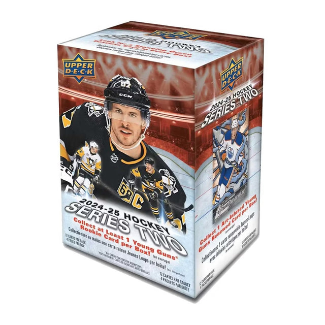 2024/25 Upper Deck Series 2 Blaster Box, ishockeysamlarkort i oöppnad förpackning för NHL-samlare.
